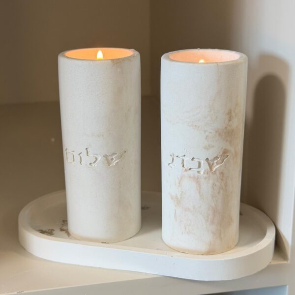 פמוטי שבת שלום עם מגש קטן